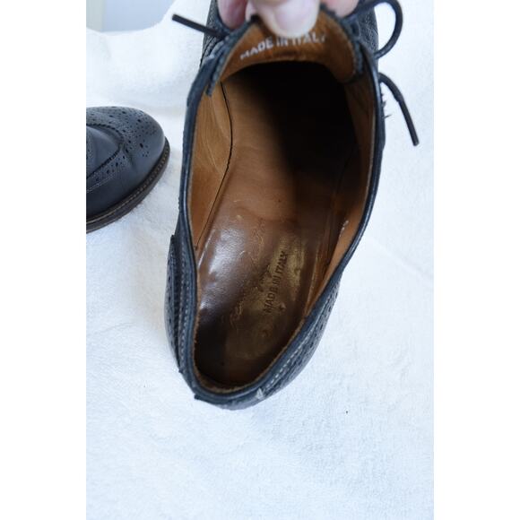 Massimo Matteo Firenze Black Wingtips Sz 10W Brogue Men's Dress Shoes #6650 - Picture 12 of 12